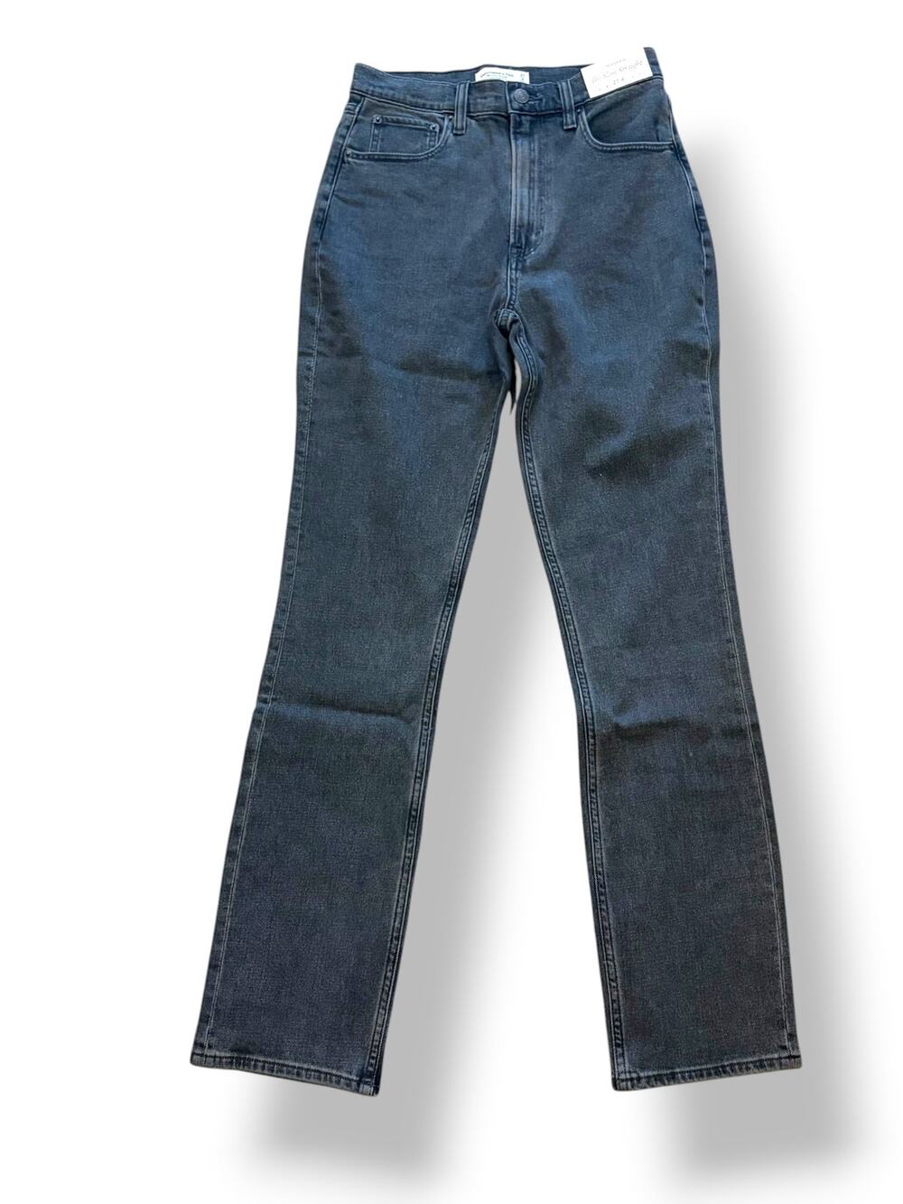 Abercrombie & Fitch Black Wash Slim Straight Jeans 27 4 NWT Ultra High Rise Y2K